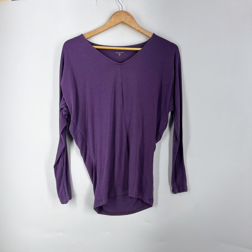 Garnet Hill Womens Purple V-Neck Dolman Long Sleeve Jersey Knit Top XS